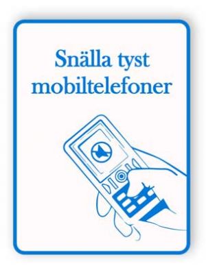 Snälla tyst mobiltelefoner tecken